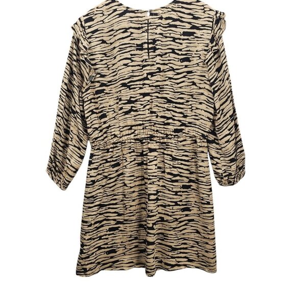 Rails‎ Womens L Ora Dress Tan Black Canyon Abstract Print Long Sleeve Tie Waist - Picture 4 of 13